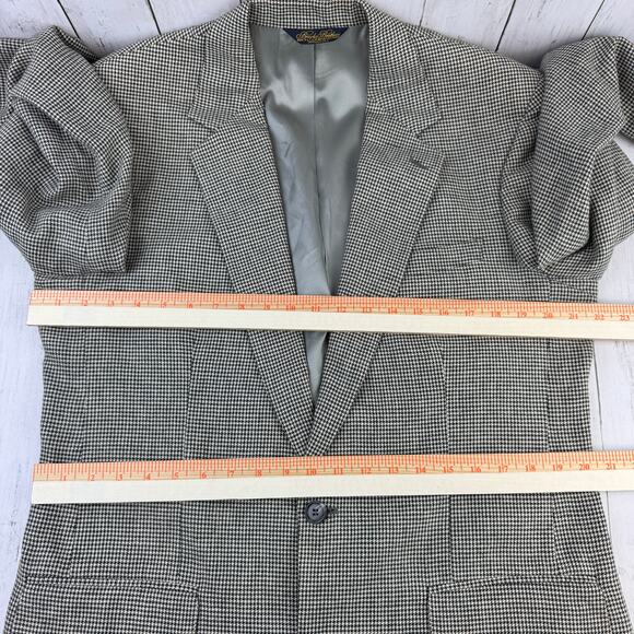VTG Brooks Brothers Black White Houndstooth 2-Button Sport Coat Blazer Size 41L - Picture 15 of 16
